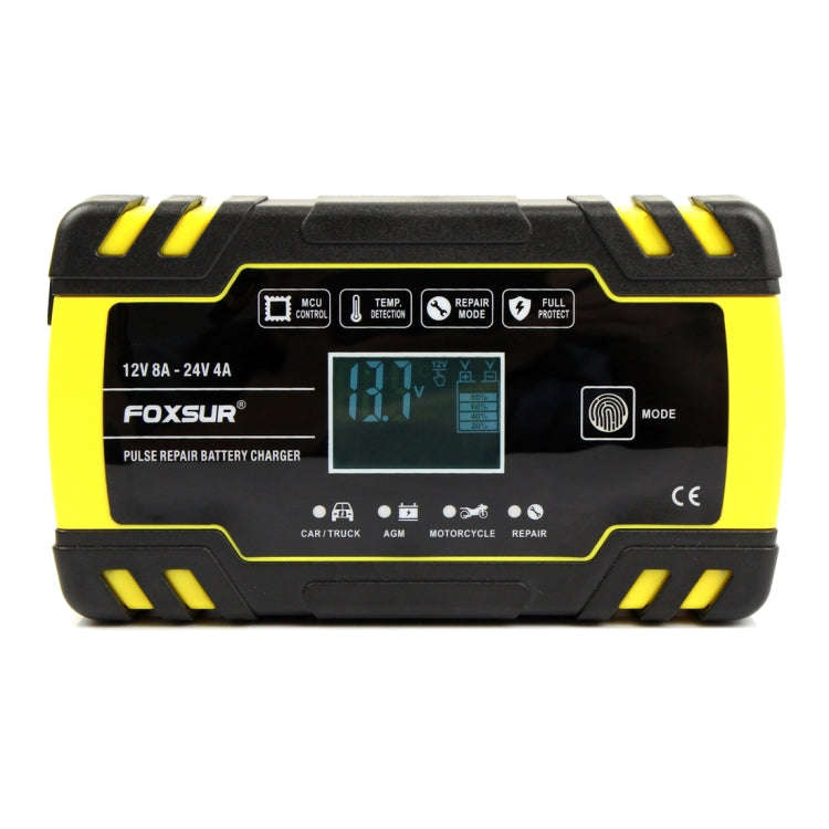 FOXSUR 12V-24V Car Motorcycle Truck Repair Battery Charger AGM Charger, EU Plug