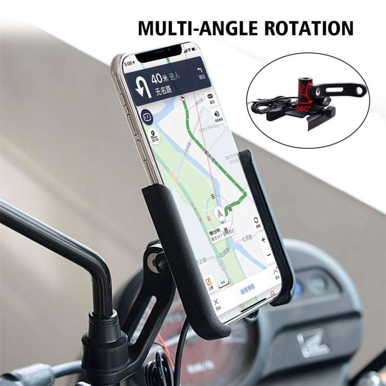 CS-856D1 Motorcycle Rotatable Chargeable Aluminum Alloy Mobile Phone Holder, Mirror Holder Versio...