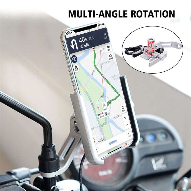 CS-856D1 Motorcycle Rotatable Chargeable Aluminum Alloy Mobile Phone Holder, Mirror Holder Versio...
