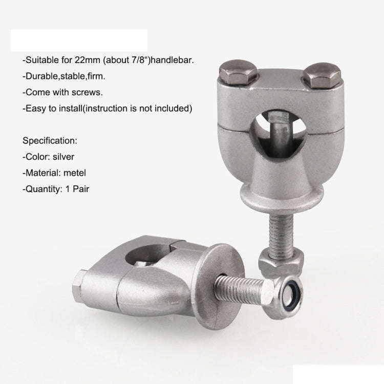 MB-MH027-S Universal Motorcycle Aluminum + Iron 22mm Single Hole Handlebar Fixed Bracket