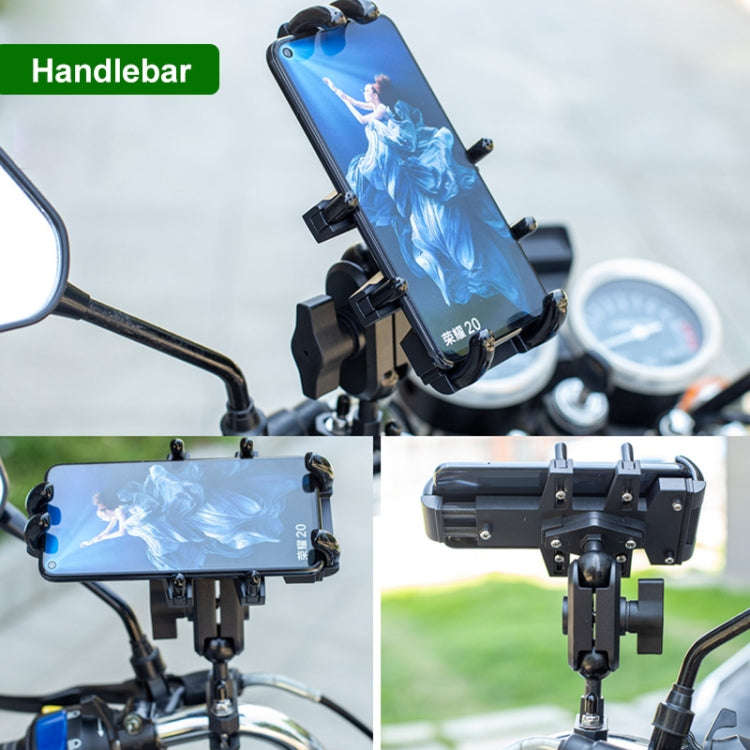 U-shaped Bolt Ball-Head Motorcycle Handlebar Multi-function Eight-jaw Aluminum Phone Navigation H...