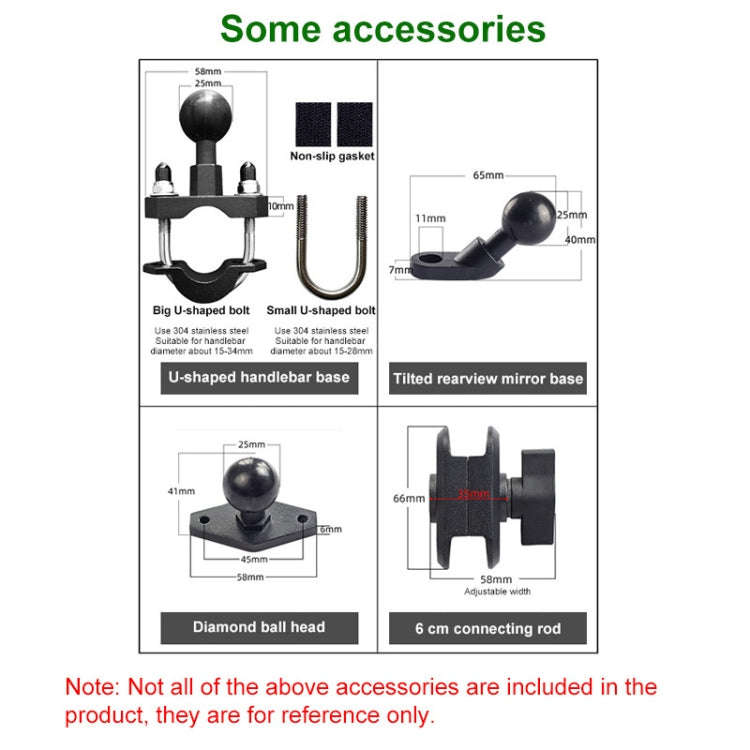 U-shaped Bolt Ball-Head Motorcycle Handlebar Multi-function Eight-jaw Aluminum Phone Navigation H...