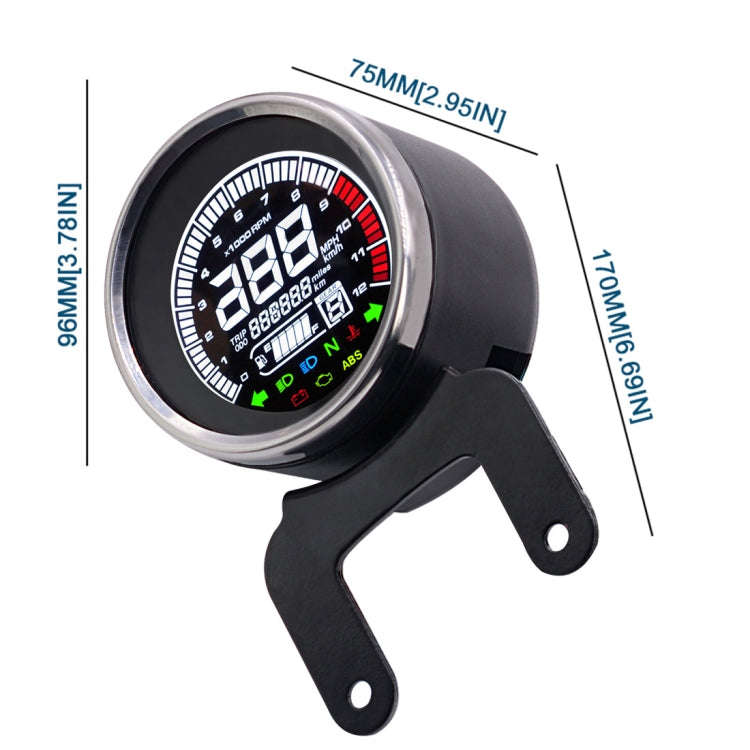 Universal Motorcycle Modified Multi-functional LED Digital Meter Indicator Light Tachometer Odome...