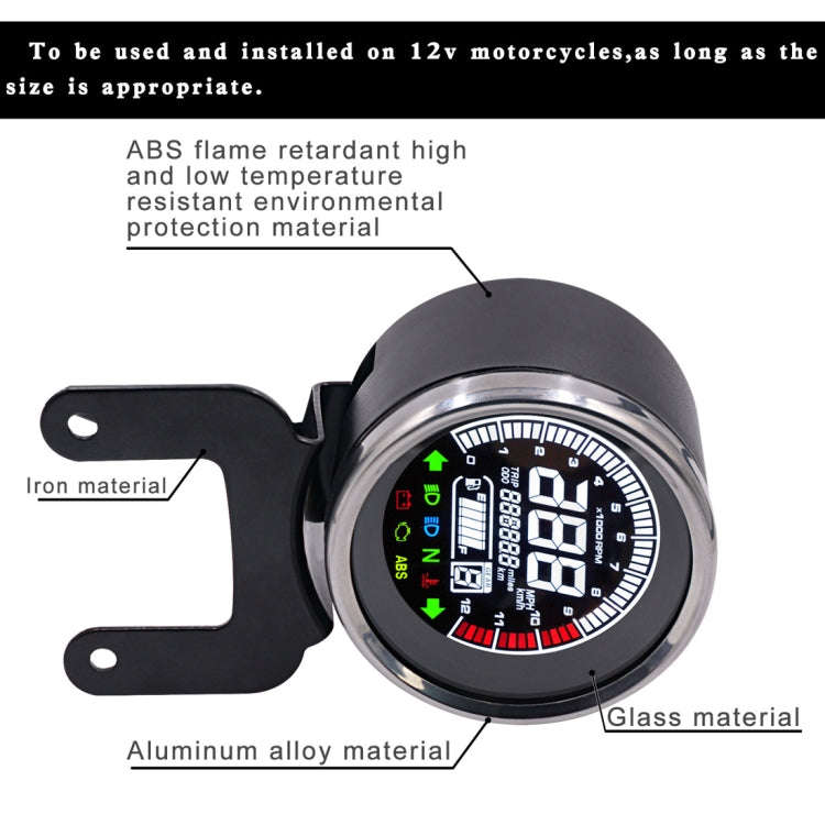 Universal Motorcycle Modified Multi-functional LED Digital Meter Indicator Light Tachometer Odome...