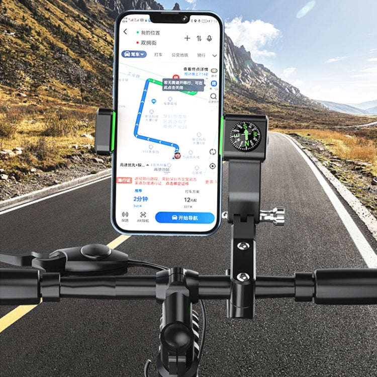Motorcycle Spherical Compass Phone Holder, Rearview Mirror without Light (Green)