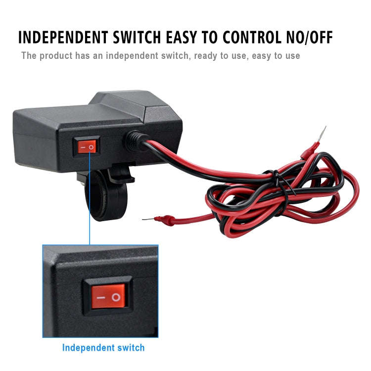 CS-1072B1 Motorcycle Dual USB Charger + Voltmeter with Cigarette Lighter & Cigarette Butts (Black)