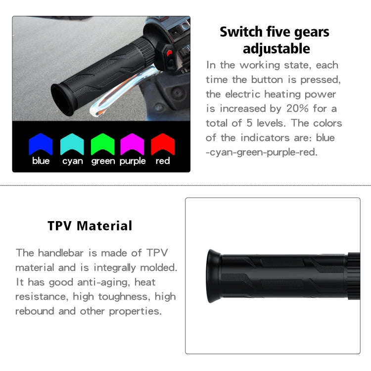WUPP CS-990A1 Motorcycle Modified Intelligent Electric Heating Hand Cover Heated Grip Handlebar w...