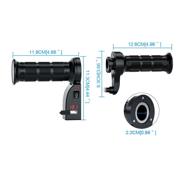 CS-503A1 Motorcycle Modified Electric Heating Hand Cover Heated Grip Handlebar with Digital Voltm...