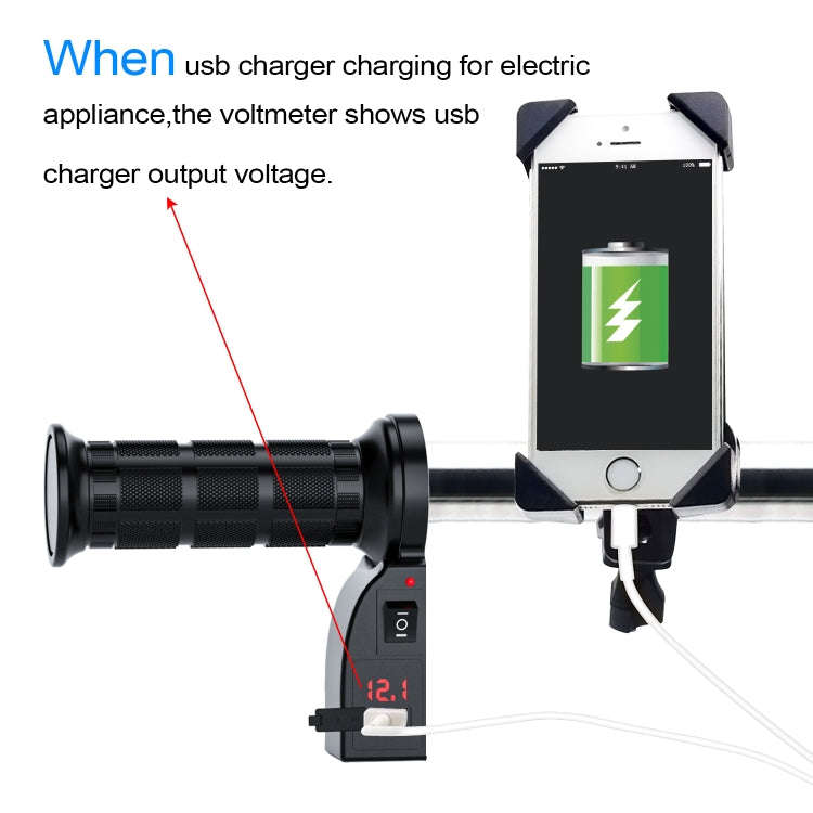 CS-503A1 Motorcycle Modified Electric Heating Hand Cover Heated Grip Handlebar with Digital Voltm...