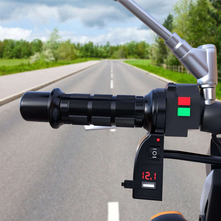 CS-503A1 Motorcycle Modified Electric Heating Hand Cover Heated Grip Handlebar with Digital Voltm...