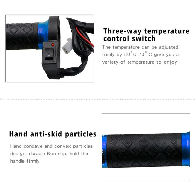 CS-764A2 12V Motorcycle Scooter Aluminum Alloy Electric Hand Grip Cover Heated Grip Handlebar(Blue)