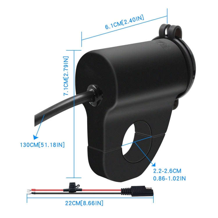 ZH-975B1 Motorcycle Aluminum Alloy Waterproof Mobile Phone Single USB Charger with Red Voltmeter(...