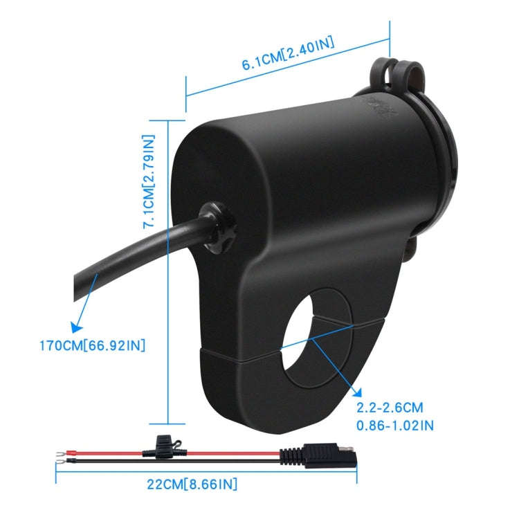 WUPP ZH-975B3 Motorcycle Aluminum Alloy Waterproof Mobile Phone Double QC3.0 Quick Charging Charg...