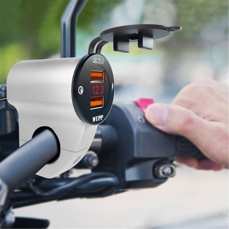 WUPP ZH-975A3 Motorcycle Aluminum Alloy Waterproof Mobile Phone Double QC3.0 Quick Charging Charg...