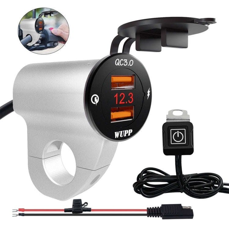 WUPP ZH-975A3 Motorcycle Aluminum Alloy Waterproof Mobile Phone Double QC3.0 Quick Charging Charg...