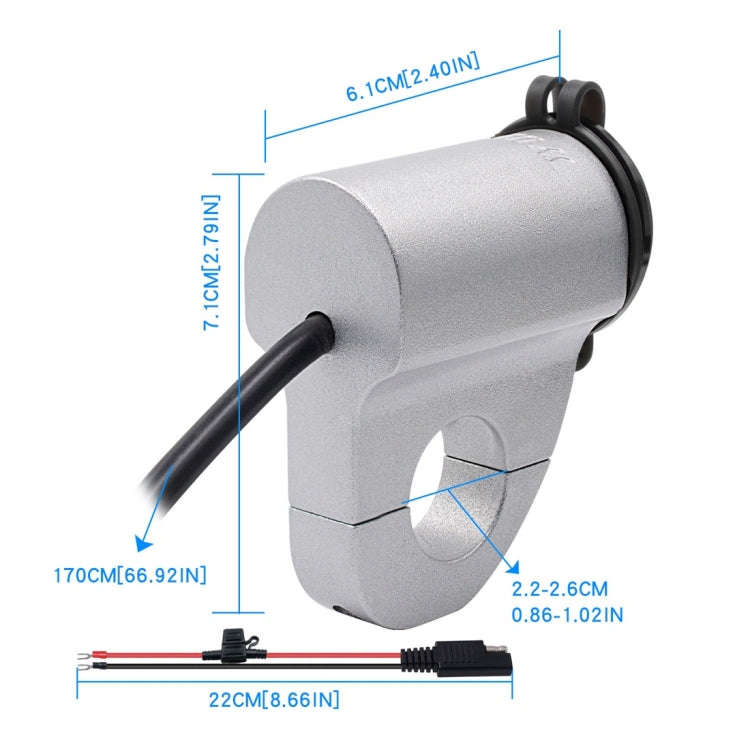 WUPP ZH-975A3 Motorcycle Aluminum Alloy Waterproof Mobile Phone Double QC3.0 Quick Charging Charg...