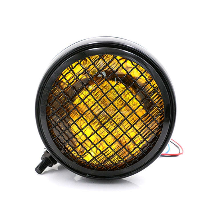 Motorcycle Black Shell Harley Headlight Retro Lamp LED Light Modification Accessories (Yellow)