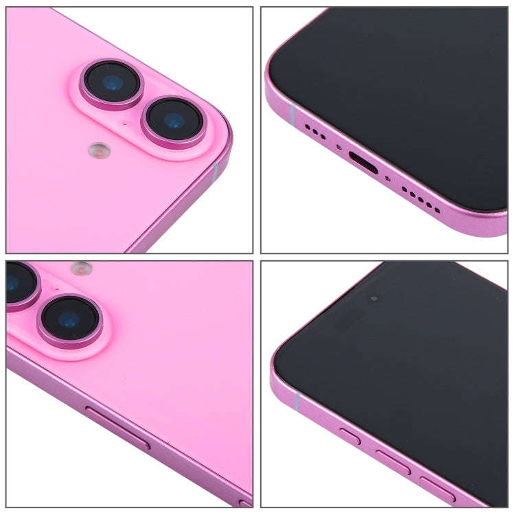 For iPhone 16 Black Screen Non-Working Fake Dummy Display Model (Pink)