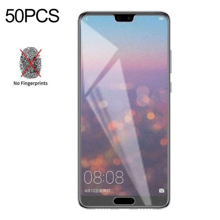 50 PCS Non-Full Matte Frosted Tempered Glass Film for Huawei P20 Pro, No Retail Package