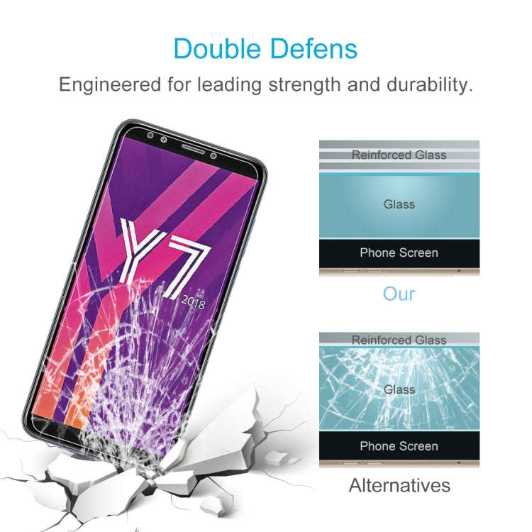 50 PCS 0.26mm 9H 2.5D Tempered Glass Film for Huawei Y7 2018, No Retail Package