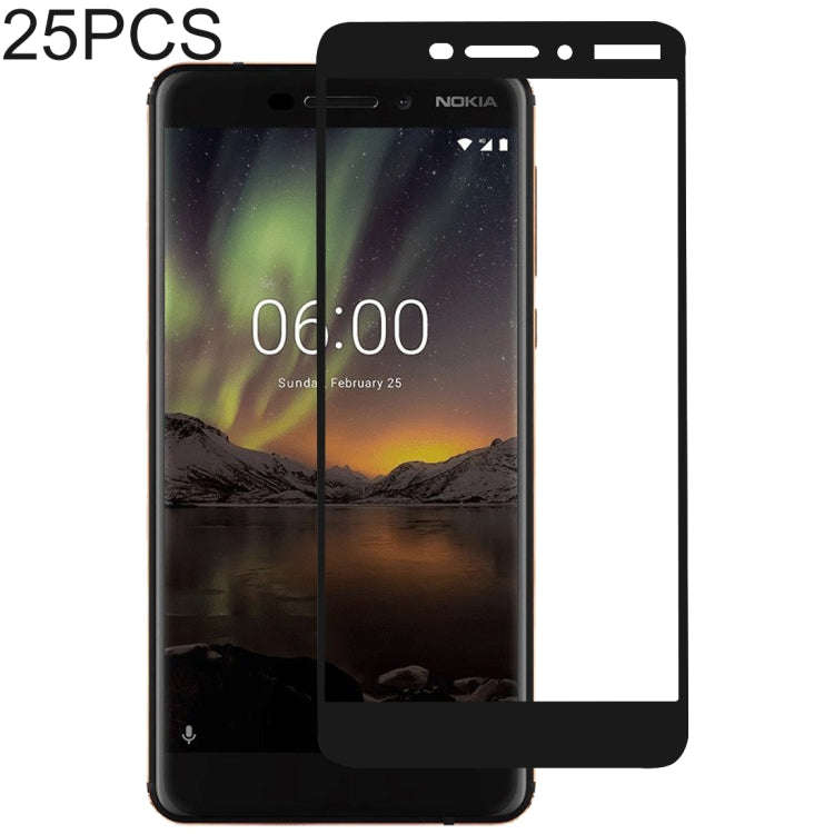25 PCS Full Glue Full Cover Screen Protector Tempered Glass film for Nokia 6.1 / 6 (2018) / 6 (2n...