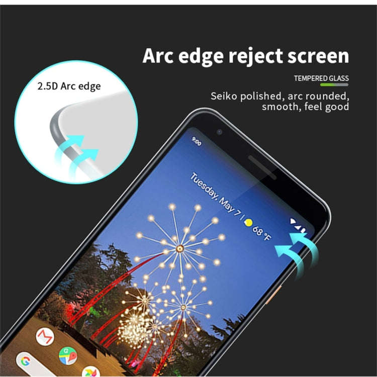 PINWUYO 9H 2.5D Full Screen Tempered Glass Film for Google Pixel 3a (Black)