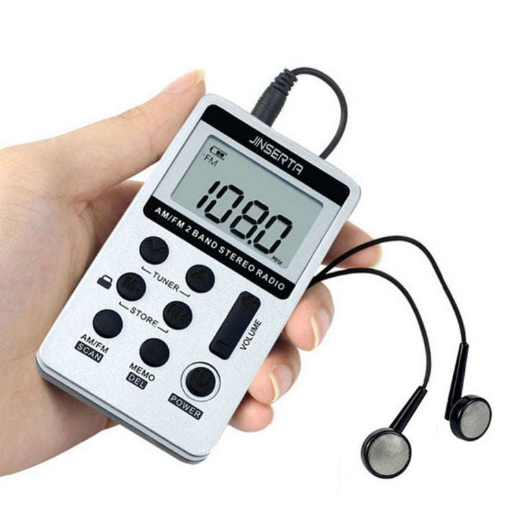 Portable AM / FM Two Bands Rechargeable Stereo Radio Mini Receiver with & LCD Screen & Earphone J...