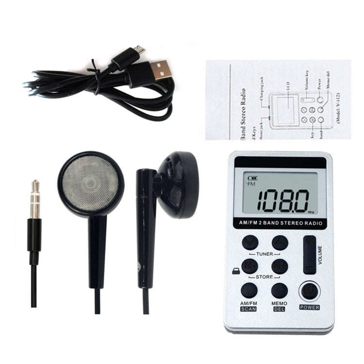Portable AM / FM Two Bands Rechargeable Stereo Radio Mini Receiver with & LCD Screen & Earphone J...