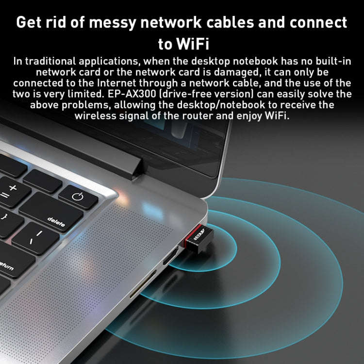 EDUP EP-AX300 300Mbps WiFi6 USB Free Drive Network Adapter