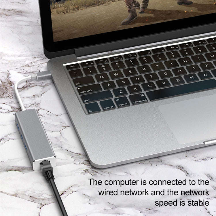 USB-C / Type-C to Gigabit Ethernet RJ45 & 3 x USB 3.0 Adapter Converter HUB, Computer External Ta...