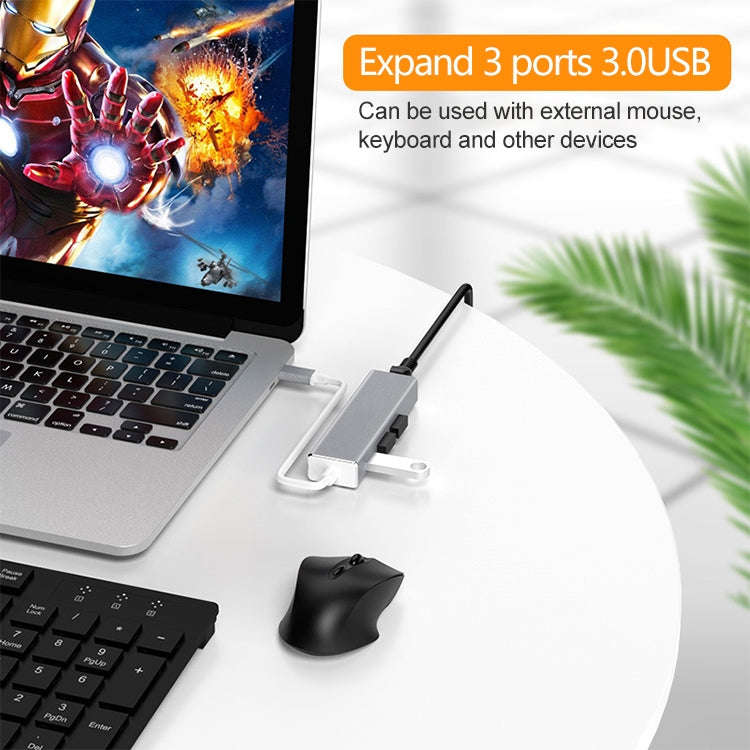 USB-C / Type-C to Gigabit Ethernet RJ45 & 3 x USB 3.0 Adapter Converter HUB, Computer External Ta...