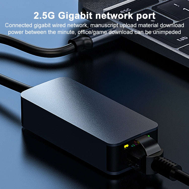 Type-C To 2500Mbps RJ45 Network Card Ethernet Adapter (Grey)