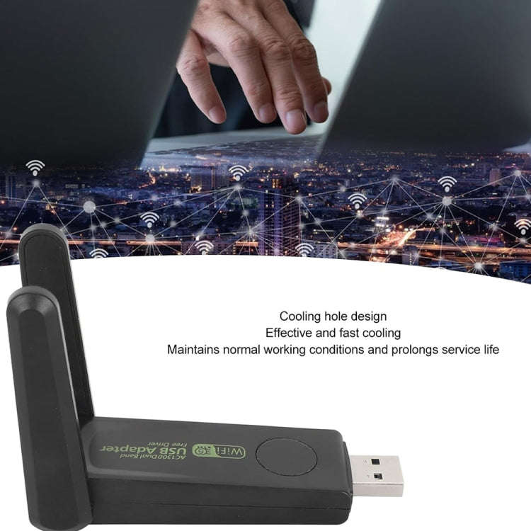 1516 Driverless Wireless Network Card Gigabit Dual Band 5G 150Mbps Computer USB Network Card (Black)
