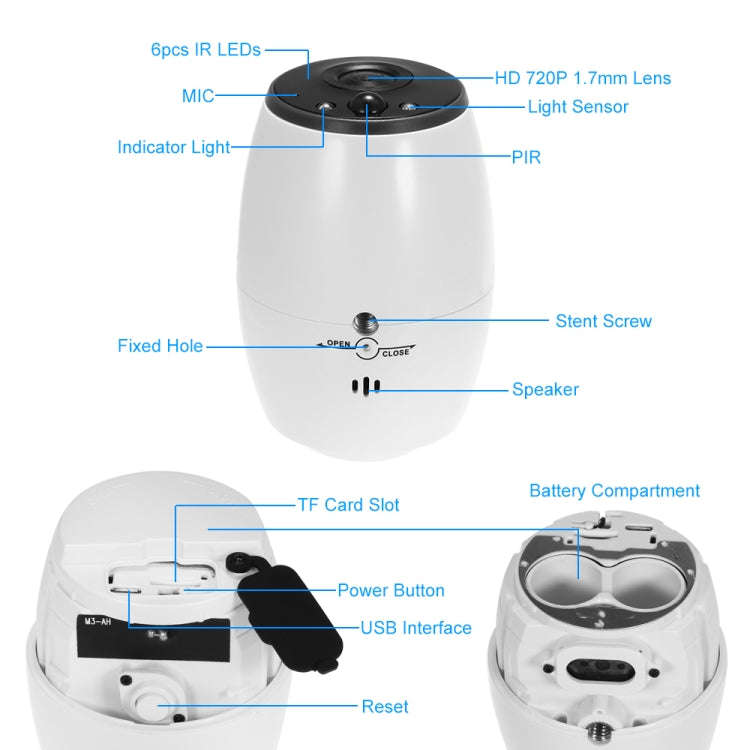 VESAFE VS-DC01 Security HD 720P Two-Way Audio Wireless Wifi IP Camera, Support Night Vision & PIR...