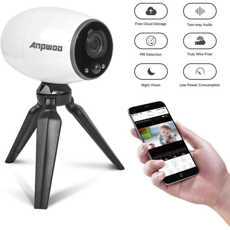 Anpwoo Cannon 1.3MP 960P 1/3 inch CMOS HD WiFi IP Camera With Tripod Holder, Support Motion Detec...