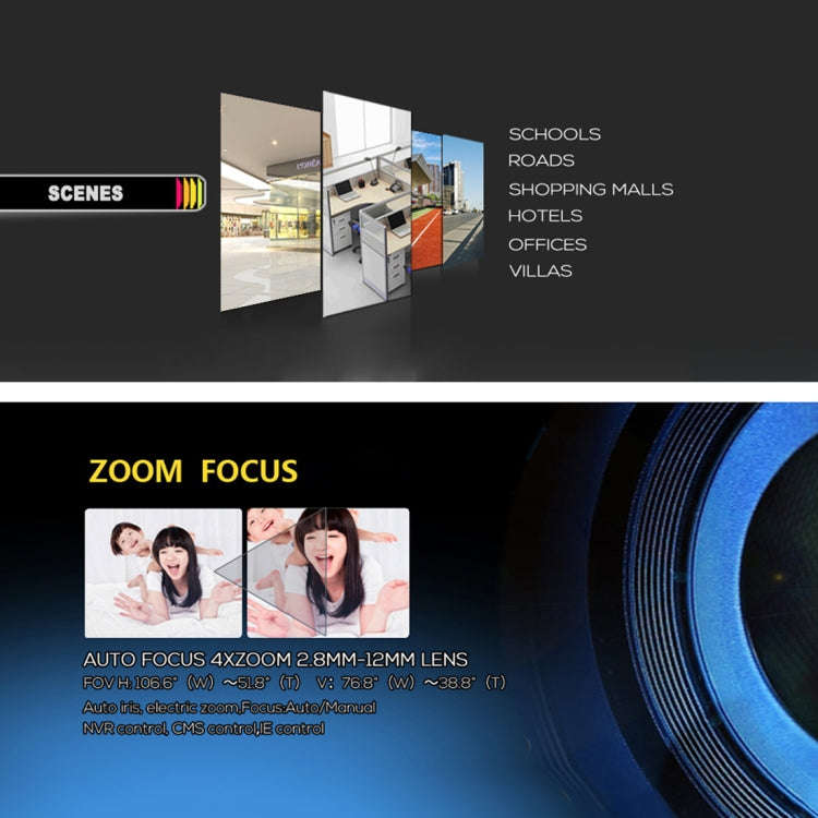 TV-537H5/IP AF POE H.264++ 5MP IP Dome Camera Auto Focus 4x Zoom 2.8-12MM Lens Surveillance Camer...