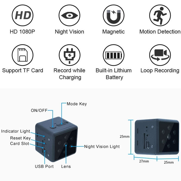 MD25 1080P Wearable Smart HD Camera Wireless Sport Camera, Support Infrared Night Vision / Motion...