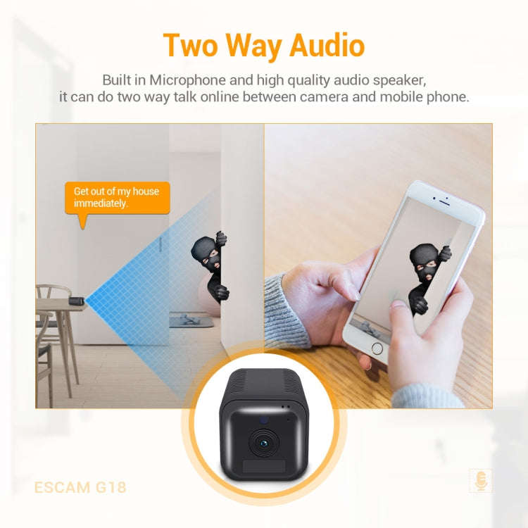 ESCAM G18 1080P Full HD Rechargeable Battery WiFi IP Camera, Support Night Vision / PIR Motion De...