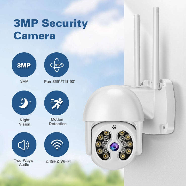 Tuya QX56 3.0 Million Pixels IP66 Waterproof 2.4G Wireless IP Camera, Support Amazon Alexa & Goog...