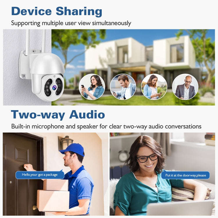 Tuya QX56 3.0 Million Pixels IP66 Waterproof 2.4G Wireless IP Camera, Support Amazon Alexa & Goog...