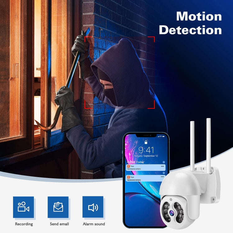 Tuya QX56 3.0 Million Pixels IP66 Waterproof 2.4G Wireless IP Camera, Support Amazon Alexa & Goog...