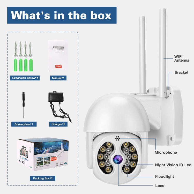 Tuya QX56 3.0 Million Pixels IP66 Waterproof 2.4G Wireless IP Camera, Support Amazon Alexa & Goog...