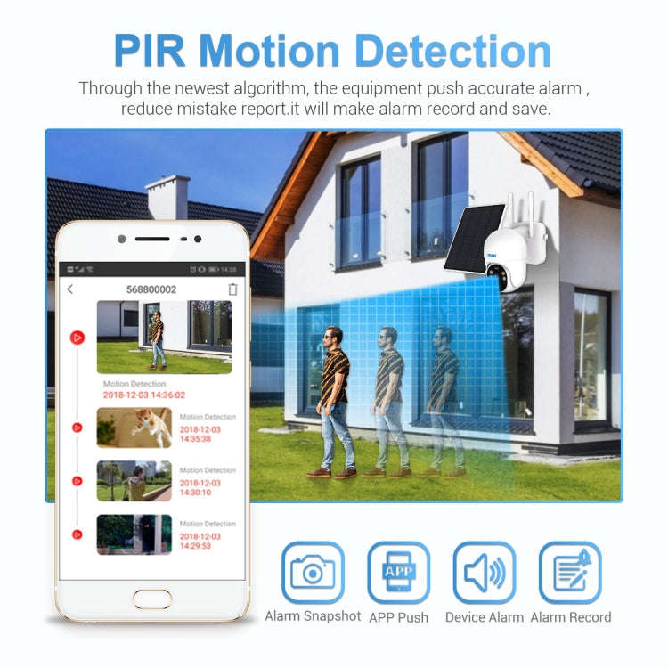 ESCAM QF255 2.0 Million Pixels 1080P HD WiFi Solar Camera, Support Two-way Voice & PIR Motion Det...