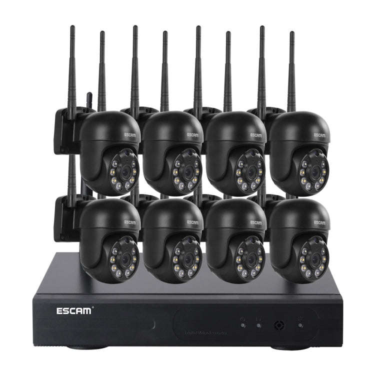 ESCAM WNK618 3.0 Million Pixels 8-channel Wireless Dome Camera HD NVR Security System, Support Mo...