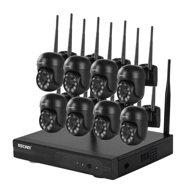 ESCAM WNK618 3.0 Million Pixels 8-channel Wireless Dome Camera HD NVR Security System, Support Mo...