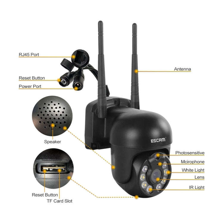 ESCAM WNK610 3.0 Million Pixels Wireless Dome IP Camera, Support Motion Detection & Two-way Audio...