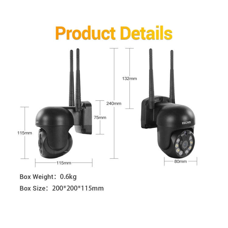 ESCAM WNK610 3.0 Million Pixels Wireless Dome IP Camera, Support Motion Detection & Two-way Audio...