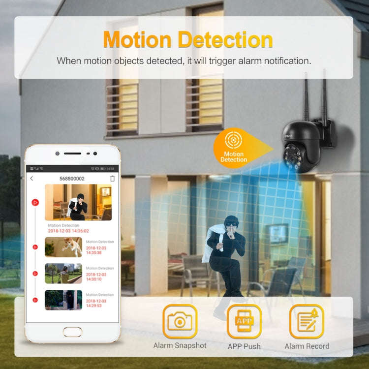 ESCAM WNK610 3.0 Million Pixels Wireless Dome IP Camera, Support Motion Detection & Two-way Audio...