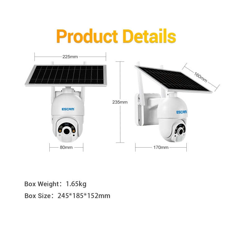 ESCAM QF450 HD 1080P 4G EU Version Solar Powered IP Camera without Memory, Support Two-way Audio ...