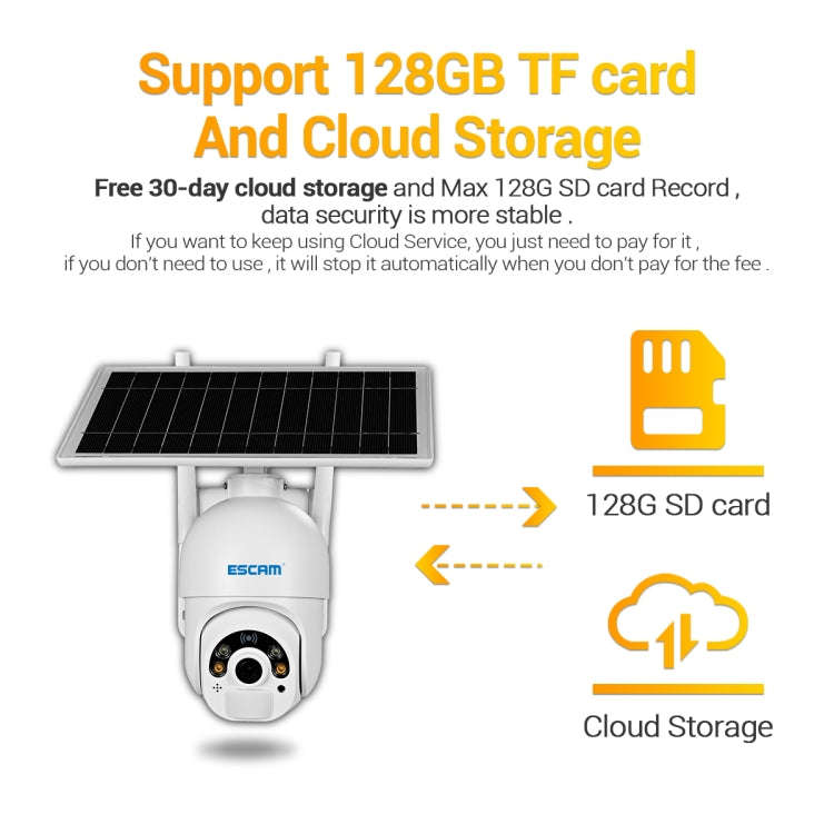 ESCAM QF450 HD 1080P 4G AU Version Solar Powered IP Camera without Memory, Support Two-way Audio ...